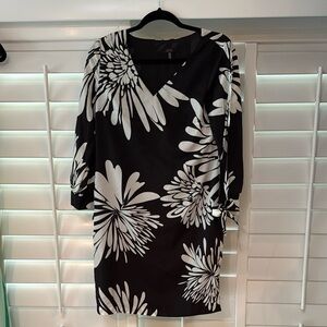 Trina Turk Silk Floral Black and White Dress